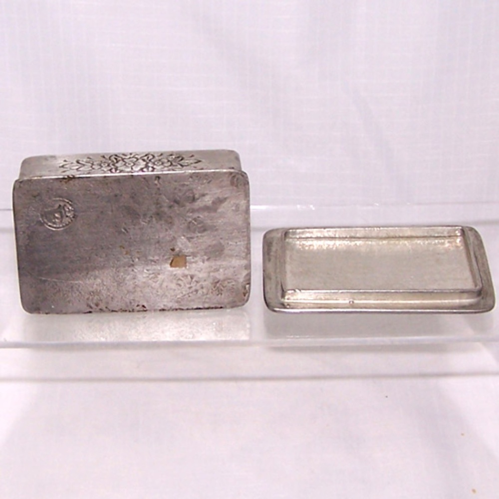 VTG- REIN ZINN 95% PEWTER Engraved Flowers TRINKET BOX - Picture 9 of 10